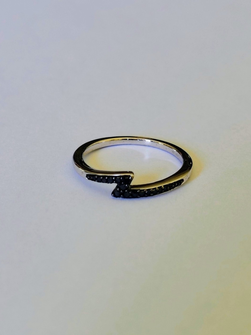 ADINA REYTER Lightning Bolt Ring Pave Black Diamond & Silver Size: 6